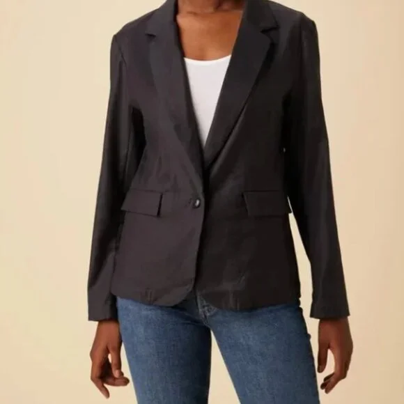 Amour Vert Blazer Womens Small Pewter Gray Tobie Femme Fete Linen Blend Coat NWT - Picture 1 of 10